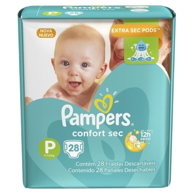 Fralda pampers confort sec jumbo p 28un