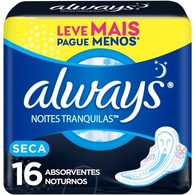 Absorvente always noites tranquilas c/ abas 16un