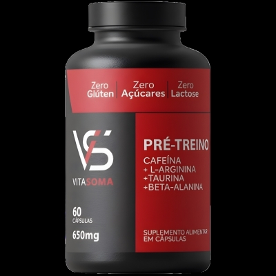 VITASOMA PRE TREINO CAFEINA + L-ARGININA + TAURINA + BETA ALANINA 60CPS