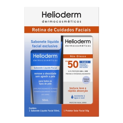 PROTETOR HELIODERM FACIAL FPS50 INCOLOR 50GR + SABONETE FACIAL 50ML