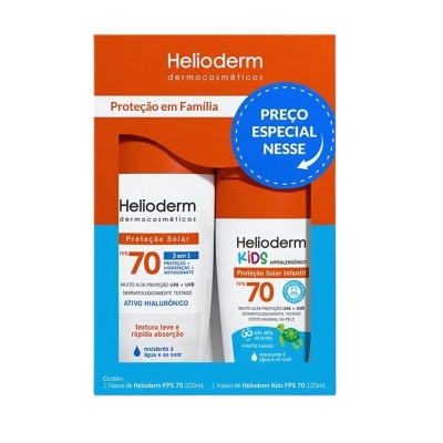 PROTETOR SOLAR HELIODERM KIT FAMILIA FPS70 200ML+ PROTETOR KIDS 120ML