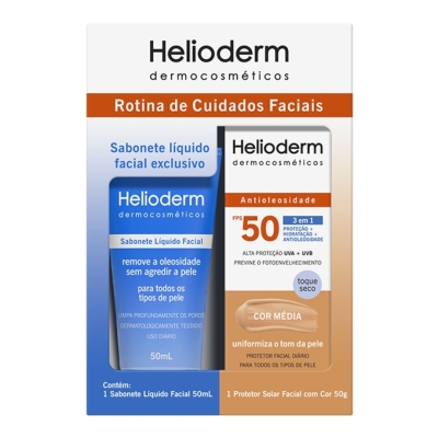 PROTETOR SOLAR HELIODERM FACIAL FPS50 COM MEDIA + SABONETE FACIAL 50ML