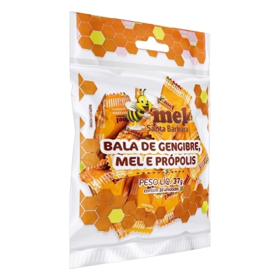 Bala gengibre mel propolis cartela 10un