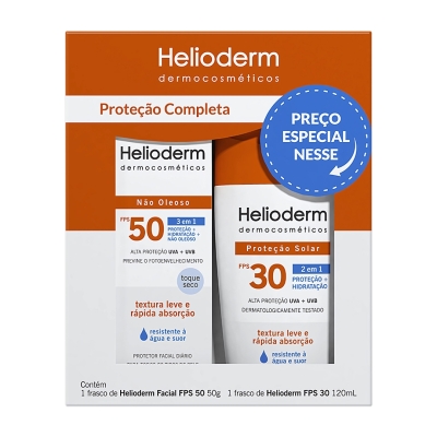 PROTETOR SOLAR HELIODERM CORPORAL FPS30 120ML + FACIAL FPS50 KIT 2UN