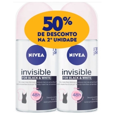 Deso nivea roll on fem black white 50ml 2un