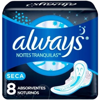 Absorvente always c/ abas 8un seca noites tranquilas