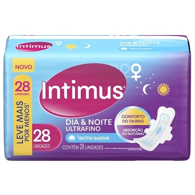 Absorvente intimus dia/noite ultrafino suave c/ abas 28un