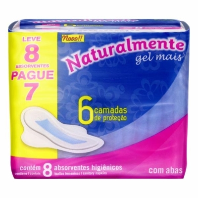 Absorvente naturalmente gel mais c/ abas 8un 