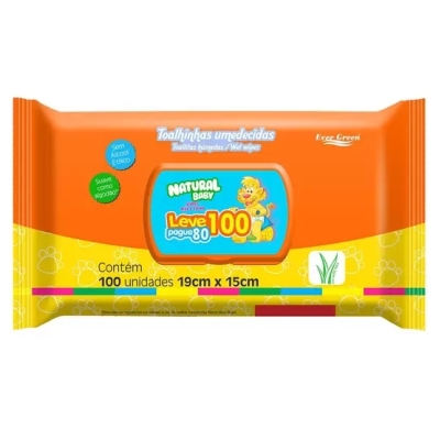 Lenco umedecido natural baby 100un