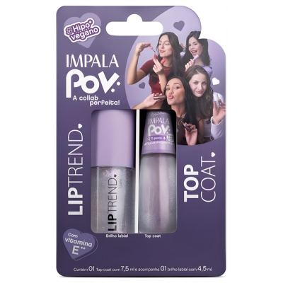 KIT IMPALA POV 1.4 LIP TREND LUARA TOP COAT + GLOSS LABIAL