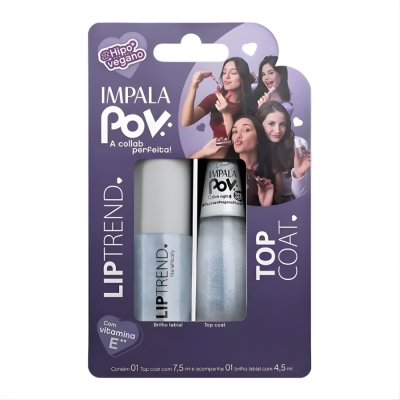 KIT IMPALA POV 1.3 LIP TREND MARIA NICOLLY TOP COAT + GLOSS LABIAL