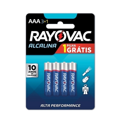 Pilha rayovac alcalina palito aaa 4un